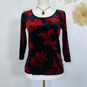 Vtg Carole Little Womens Y2K Whimsigoth Velvet Top SIze S Dark Romantic Vampy